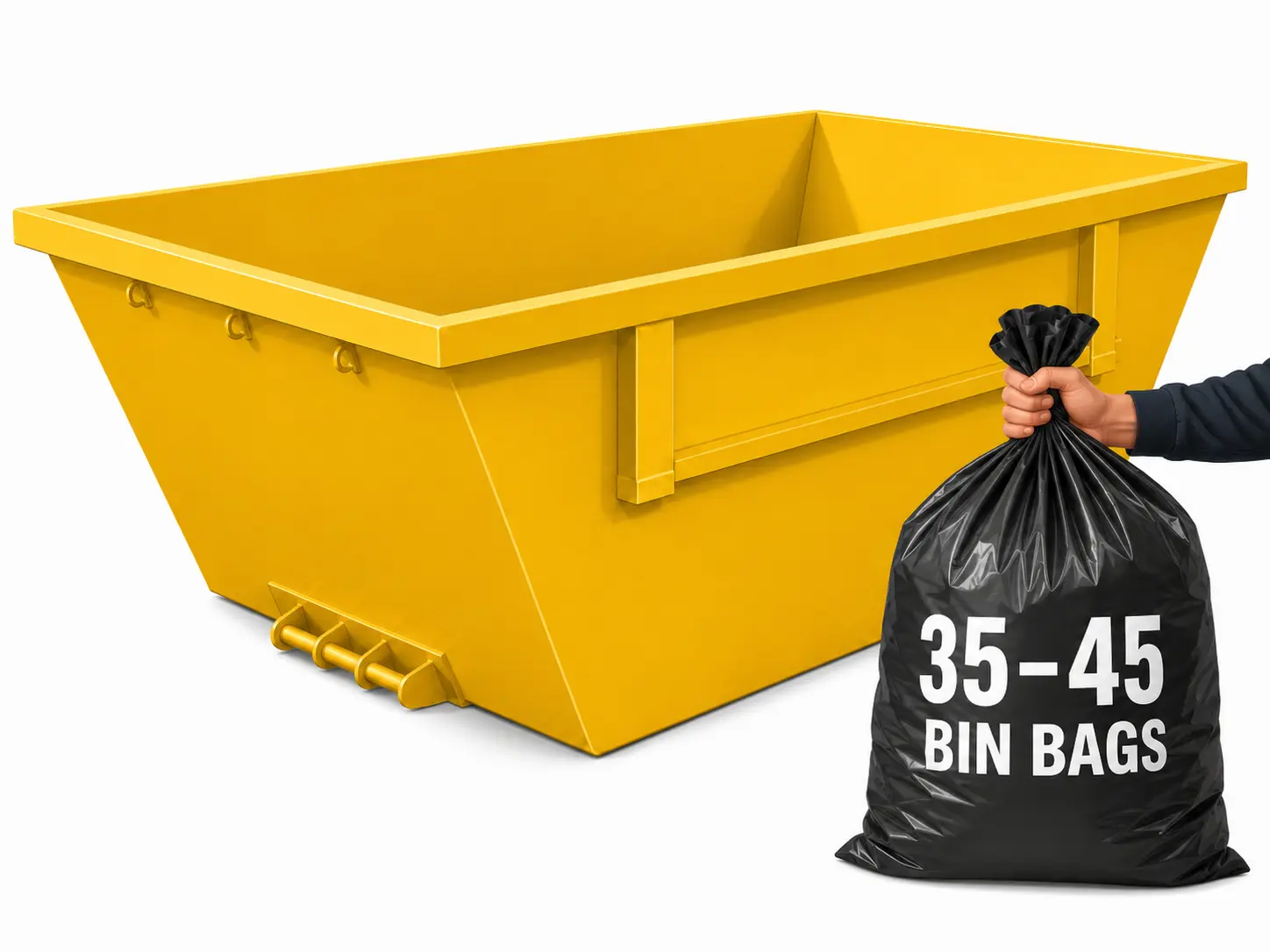 4 yard midi skip, holds roughly 35 to 45 bin bags